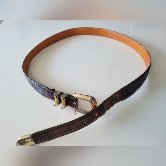 ONYX Brighton Men's Leather Belt Size 44 Brown - Picture 1 of 9